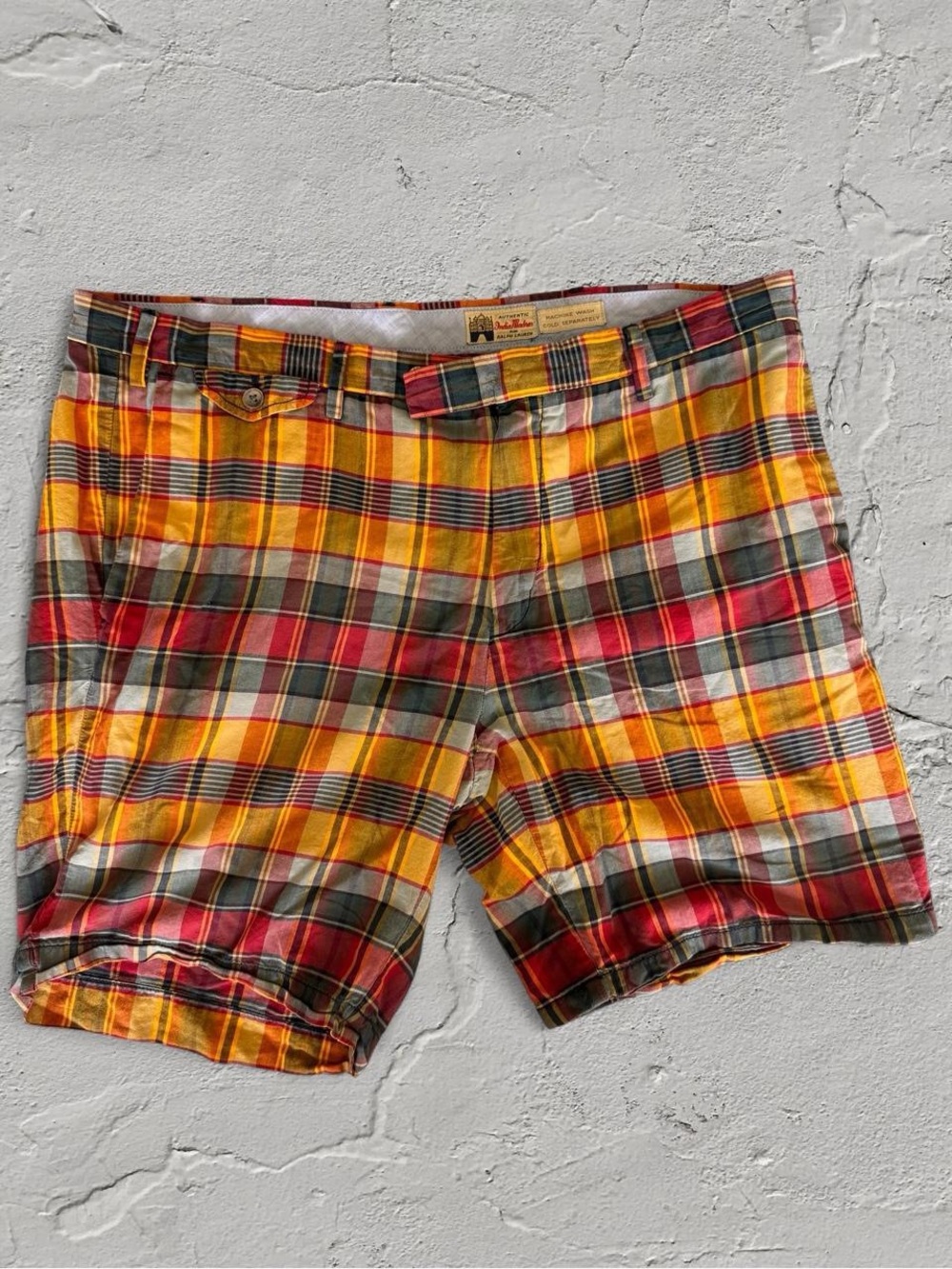 Ralph Lauren Yellow, Red  Plaid Flat Front Shorts